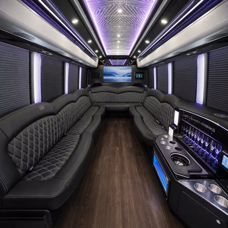 15 Passenger Party Bus Interior