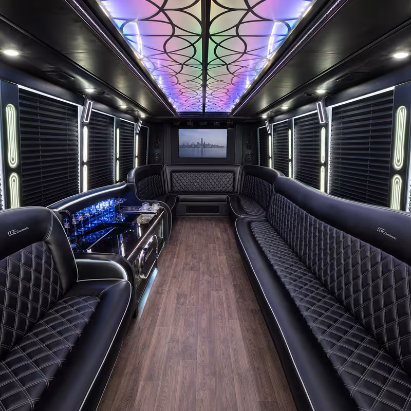 15 Passenger Party Bus Interior