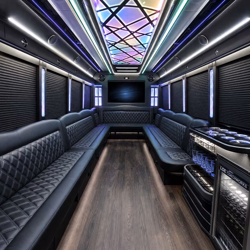 18 Passenger Party Bus Inside