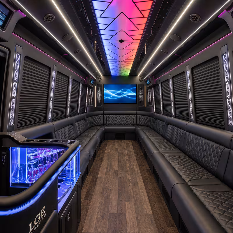 18 Passenger Party Bus Interior