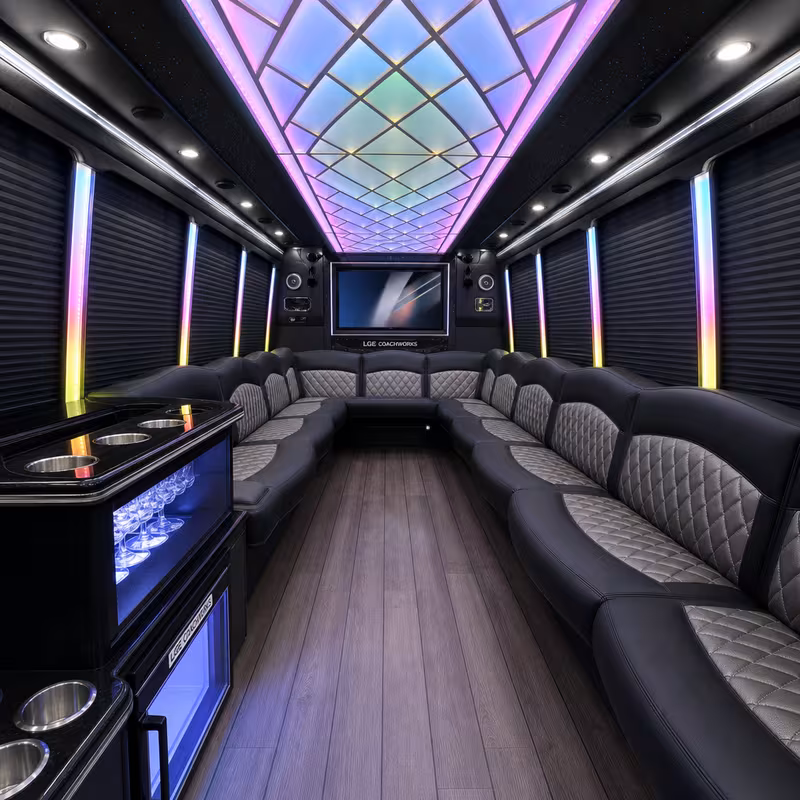 20 Passenger Party Bus Interior