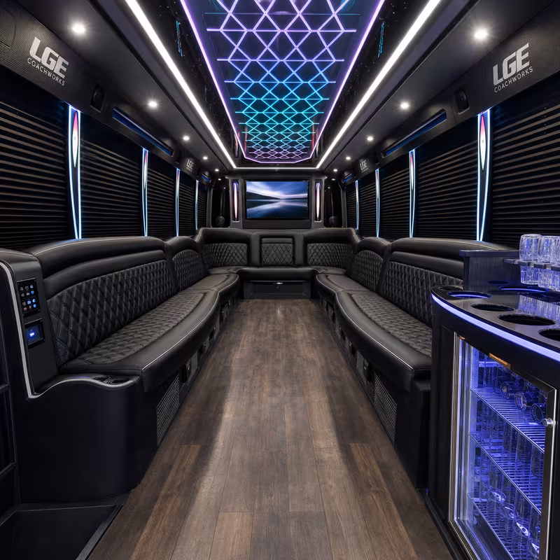 25 Passenger Party Bus Interior