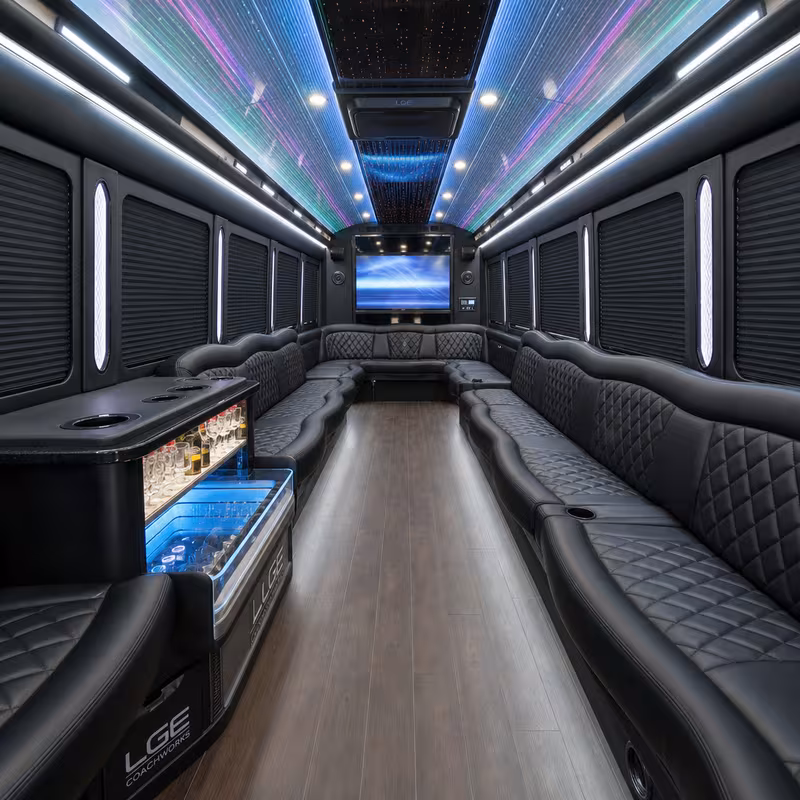 25 Passenger Party Bus Interior
