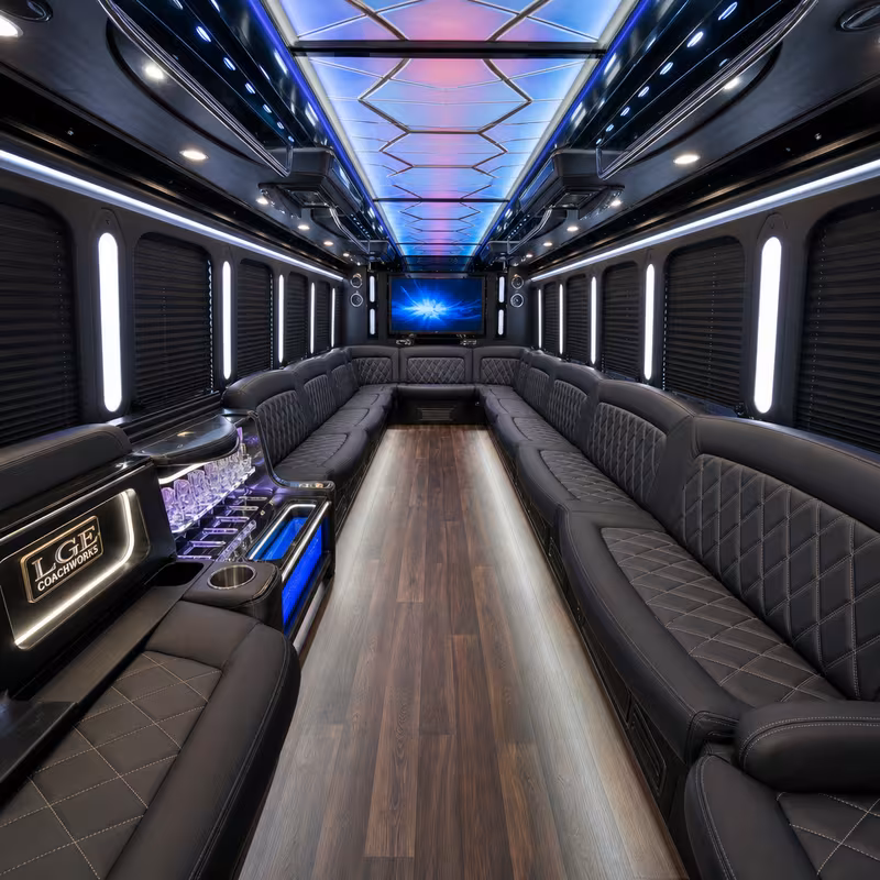 28 Passenger Party Bus Interior
