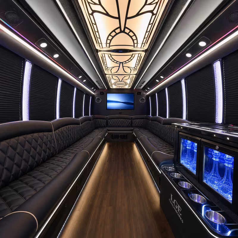 28 Passenger Party Bus Interior