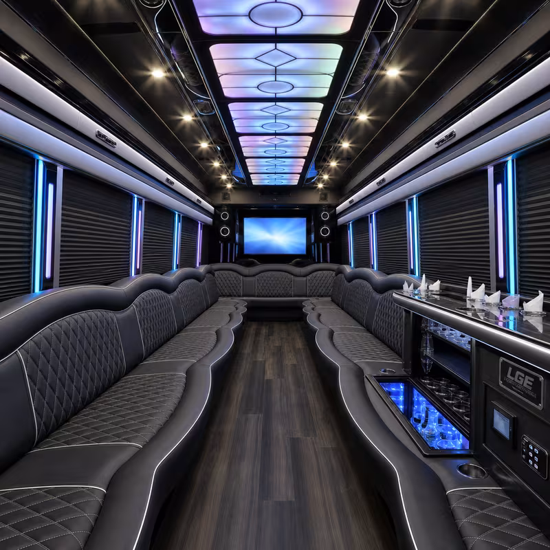50 Passenger Party Bus Interior