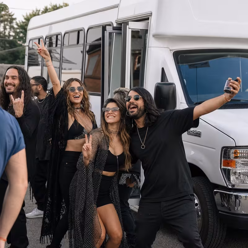 Black Mercedes Sprinter van staged for an Des Moines Concert Transportation group