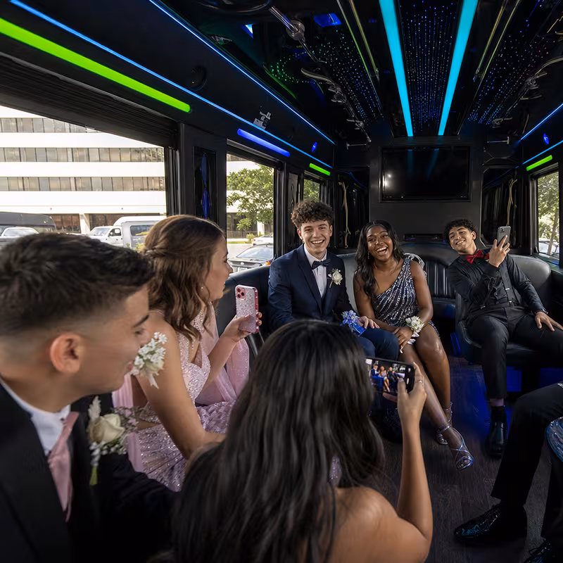 Black Mercedes Sprinter van staged for an Des Moines Prom & Homecoming Transportation group