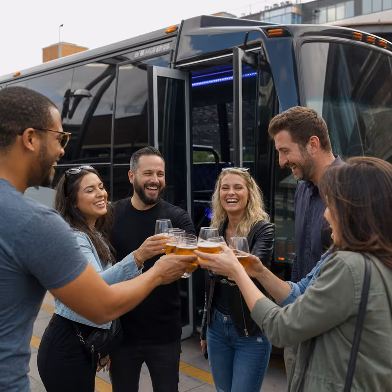 Passengers loading luggage while boarding an Des Moines group shuttle